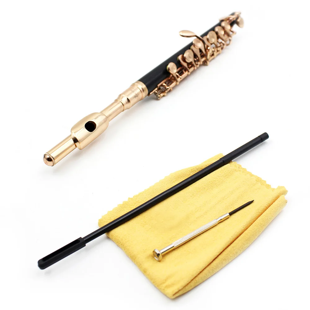 

Half Size Flute Piccolo Ottavino Half Size Flute C Key Tone with Polish Cloth Cleaning Stick Case Screwdriver