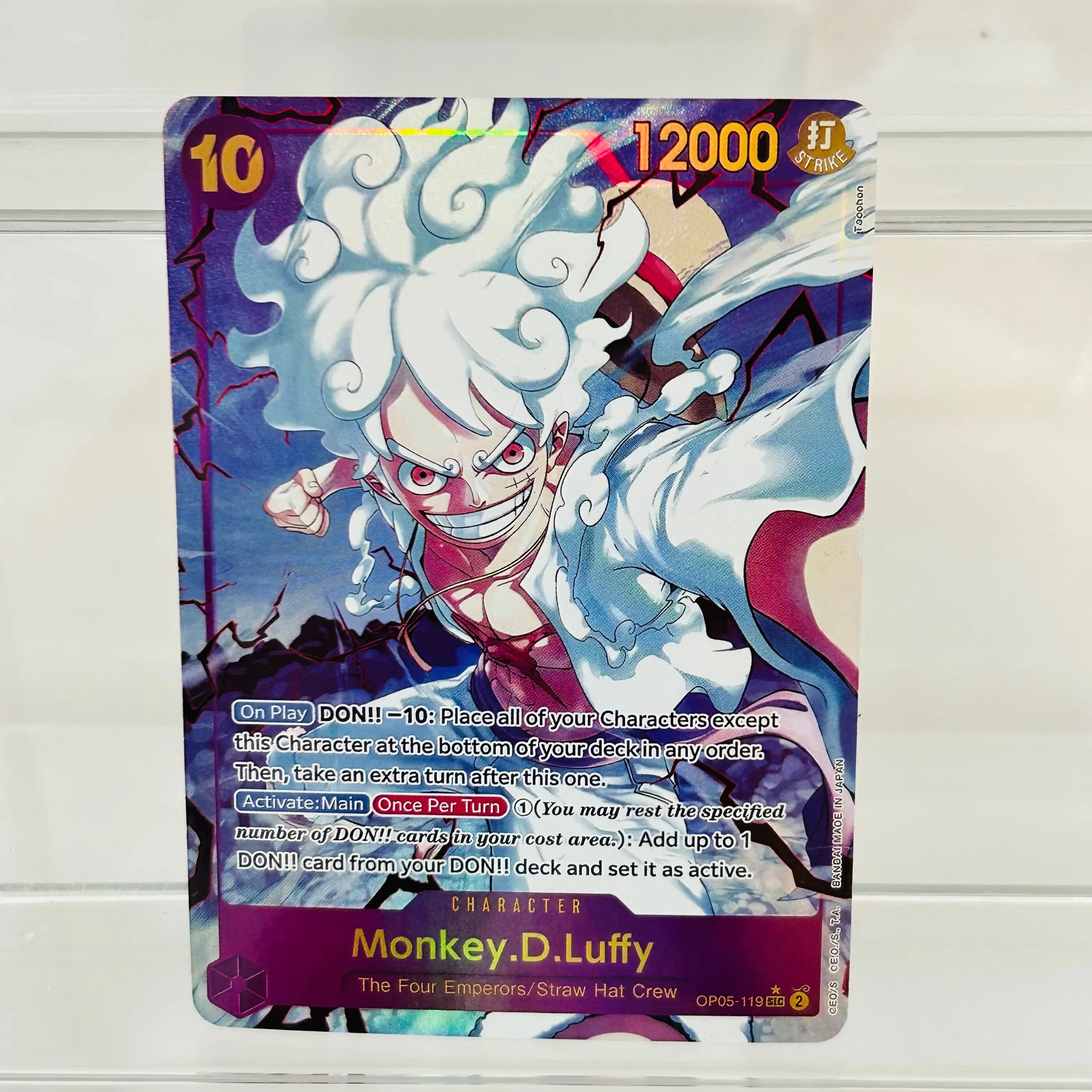 One Piece Monkey D. Luffy Gear 5 OP05-119 English Card Holographic Texture Perfect Condition DIY Premium Anime Collection Card