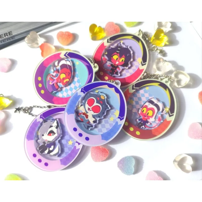 

Keychain for Helluva Boss Tamagotchis Loona Stolas Millie Acrylic Cartoon Figure Desktop Decoration Collectible Model Toy Gift