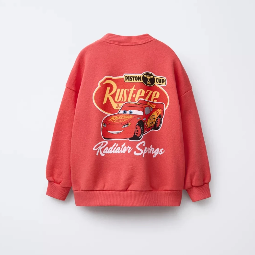 Cartoon Car Moda Ragazzi Felpa Autunno Abbigliamento per bambini Stampato Manica lunga Girocollo Felpa con cappuccio Abbigliamento per bambini Top casual 6m-6y