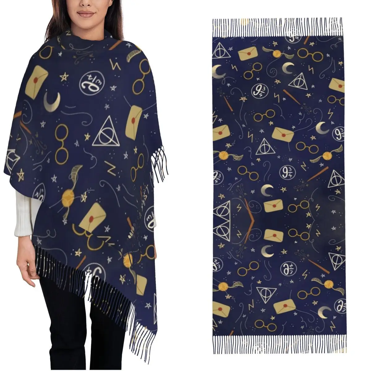 

Женский шарф с кисточками Harrys Potters Magic School, большая зимне-осенняя шаль, повседневная одежда, шарфы из пашмины