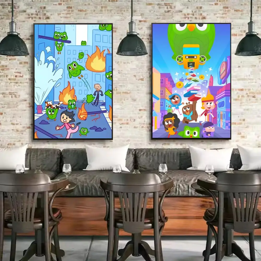 Duolingo البومة الثنائي المشارك ورقة طباعة غرفة المعيشة المنزلي غرفة نوم مدخل بار مقهى الفن اللوحة الديكور