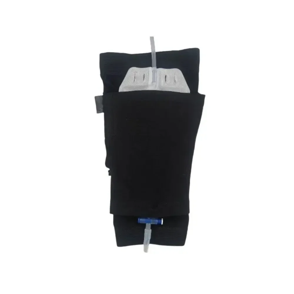 Cotton Calf Style Nursing Urine Collection Bag Drainage Bag Fixed Strap Leg Bag Support Strap Protective Cover Pocket Black