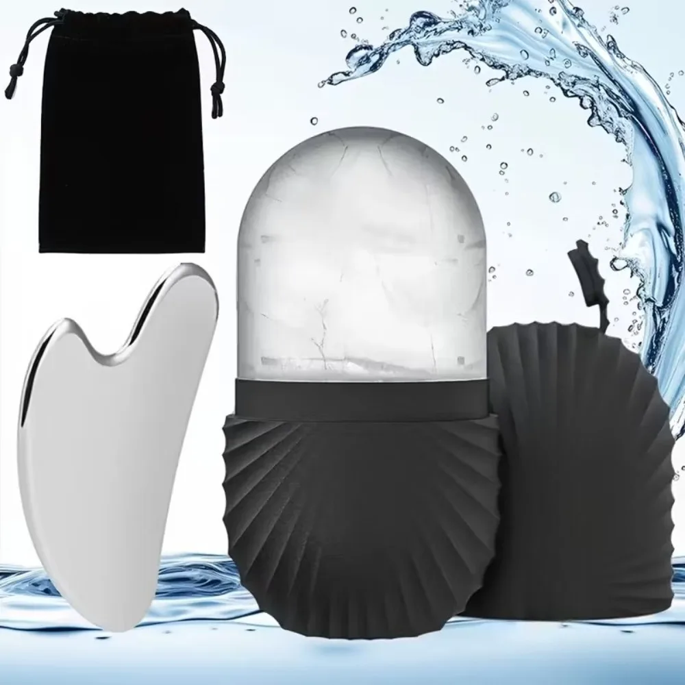 3 قطعة قابلة لإعادة الاستخدام الجليد بكرة الوجه الفولاذ المقاوم للصدأ غوا شا أداة مجموعة أدوات تدليك الوجه الجسم رفع الكنتوري دائم الوجه الأسطوانة