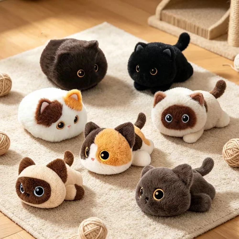 20/25cm Schwarze Katze Siamesische Kätzchen-Plüschtiere Cartoon Lebensechte Kätzchen-Puppen Künstliche Berührungstaugliche Tierpuppen Kinder Mädchen Geburtstagsgeschenke
