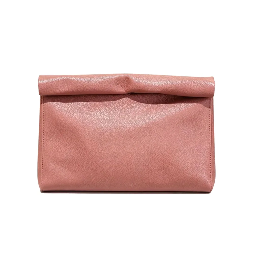 Weiche PU-Leder Damen Clutch Tasche Einfarbiges Trenddesign Abendtaschen Große Kapazität Roll-Top Clutch Tasche für Büro und Pendeln