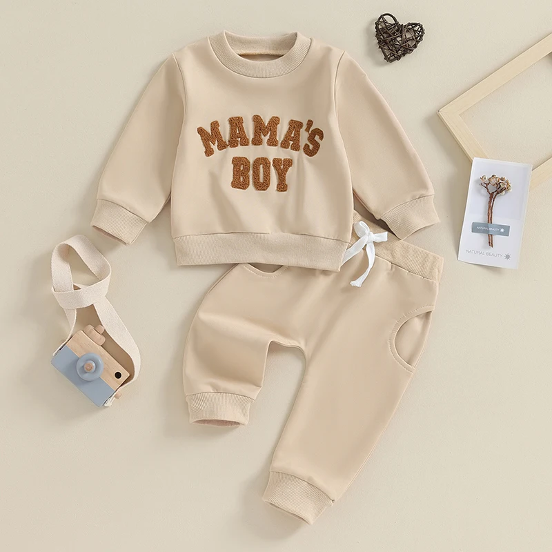 2023-09-20 Lioraitiin 0-3Y Newborn Toddler Baby Boy Fall Winter Outfits Letter Crewneck Sweatshirt Casual Pants Set 2Pcs Clothes