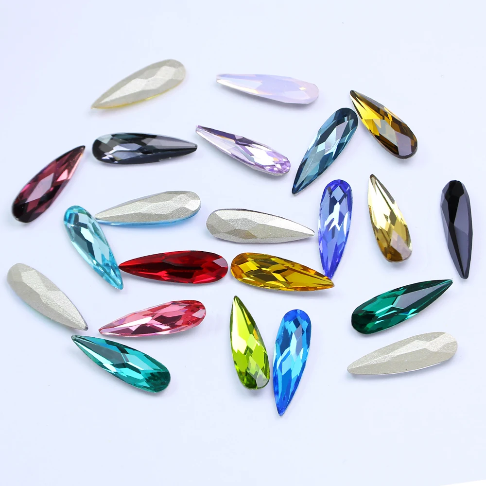 Long Water Drop Shape Crystal Beads Pointed Back Fancy Stones K9 Glass Diamonds For Jewelry Making Craft Clothes Decoration