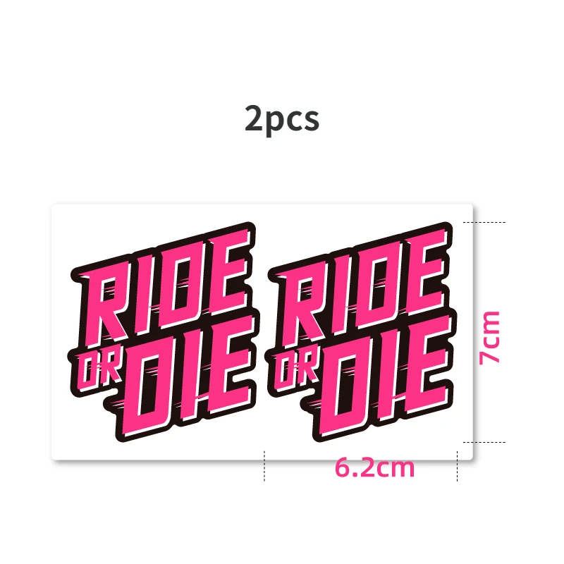 2pics RIDE OR DIE Bike Frame Sticker DIY Top Tube Seat Tube Sticker MTB Road Bicycle Decals Cycling Decorative Waterproof Film