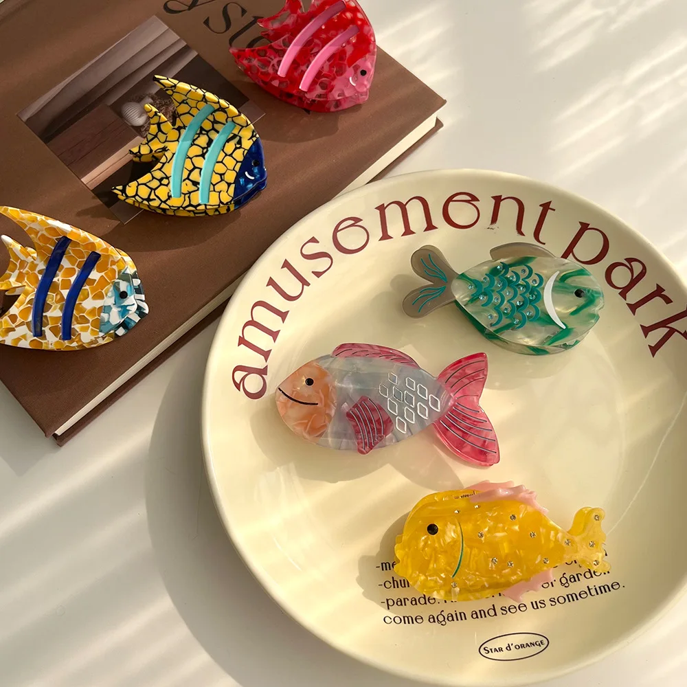 NEW Eco-Friendly Acetate Cute Fish Collection Hair Claw Colorful Underwater Animals Hair Claw Clips Hair Accessories for Women view 2