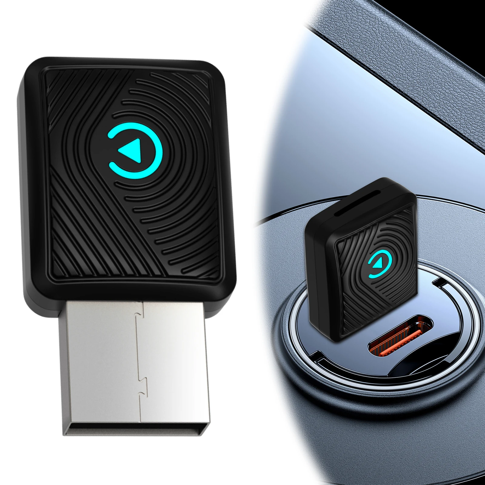 2-in-1 Wireless CarPlay Android Auto Adapter Mini BT USB A & USB C Dongle Wireless CarPlay Adapter for iPhone & Android