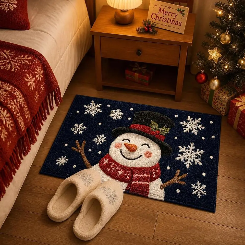 Water-absorbing Christmas Door Mat Santa Claus Design Gingerbread Man Pattern Anti-slip Pad Christmas Decor Bathroom Mat