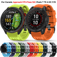 Quickfit 26 22mm Strap For Garmin Approach S70 47mm S62 Fenix 7X Pro 7 6X 5 5X 8 47 51mm Epix 2 Band Silicone Wristband Bracelet
