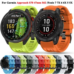 Quickfit 26 22mm Strap For Garmin Approach S70 47mm S62 Fenix 7X Pro 7 6X 5 5X 8 47 51mm Epix 2 Band Silicone Wristband Bracelet