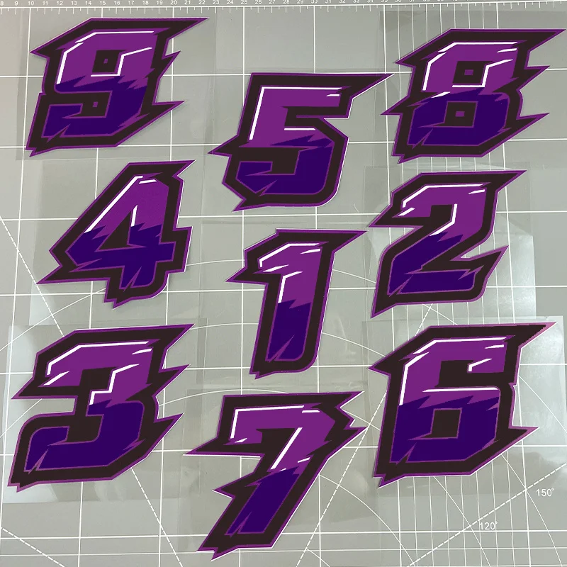 Purple Motorcycle Number Plate Sticker Waterproof Vinyl Decal for Fuel Tank Scooter Fairing Racing Helmet Decoration