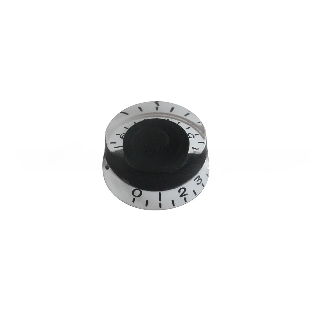 4PCS Large Round Clear Guitar Knobs Black Center with White Number Marking Guitar Bass Volume Tone Pot Control Knob Set