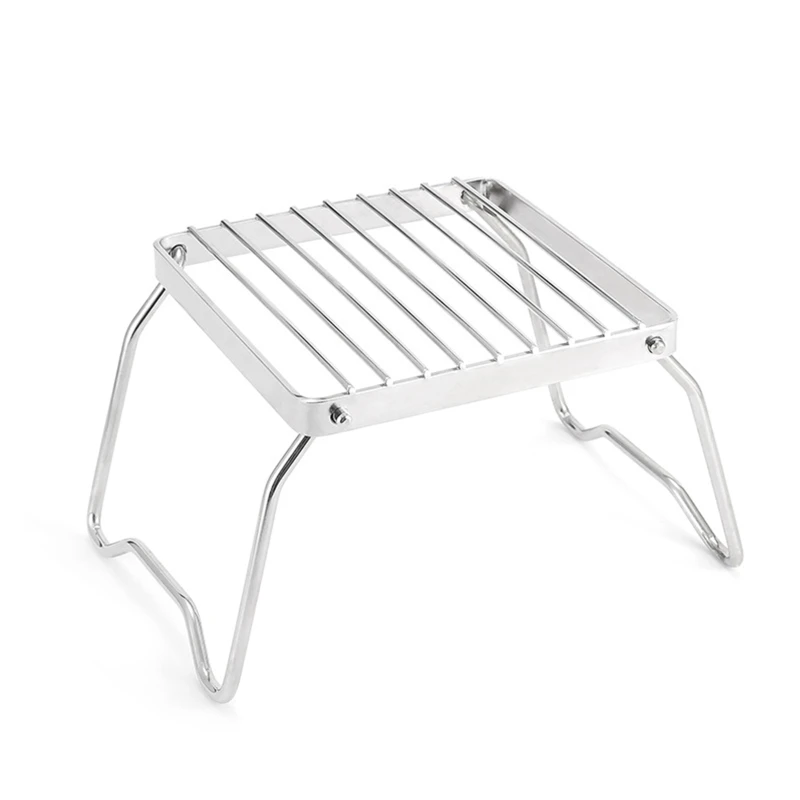 Folding Campfire Grills with Legs, Stainless Steel Grate Barbeque Grills Portable Camping Grills for