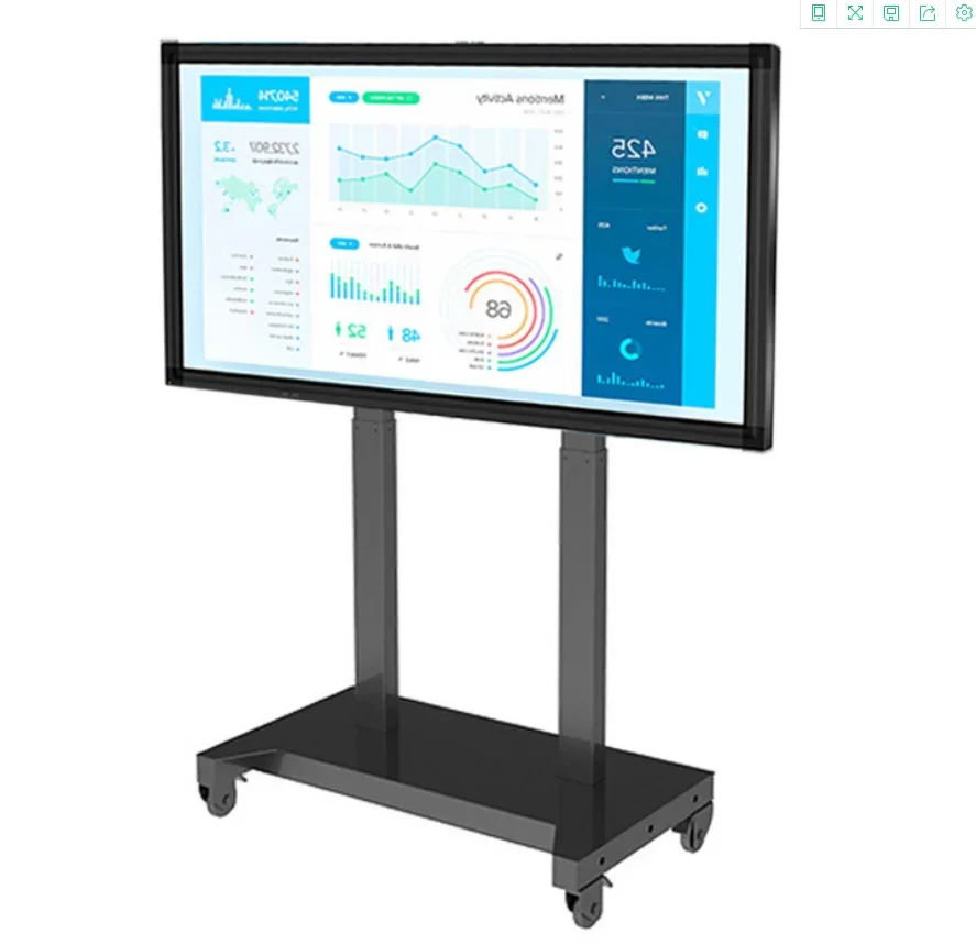 Motorized Height Adjustable LCD TV Trolley Single Double Column Rolling TV Cart for 52 to 84 Inch Flat Screen TVs