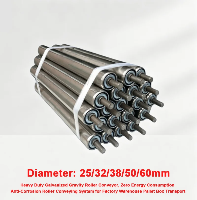 1Pcs Single Piece Galvanized Unpowered Gravity Roller Conveyor Roller Diameter 25mm 38mm 50mm 60mm Multiple Length 150 To 500mm