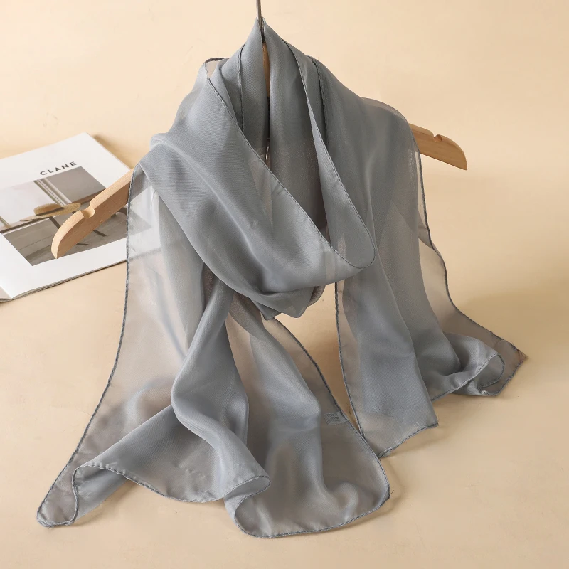 2023 neue Mode Sommer Frauen einfarbig Strand Schal Seide Schals Stirnband Weibliche Stirnband Wraps Sonnencreme Hijab Großhandel – Detail 21