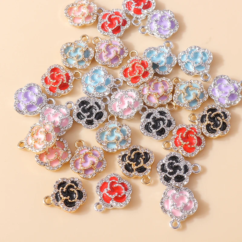 20 Stück 14x17mm Modische Kristallblumen-Anhänger für Schmuckherstellung, Ohrringe, Halsketten, Armbänder, Zubehör, DIY-Bastelarbeiten, Geschenk – Detail 13
