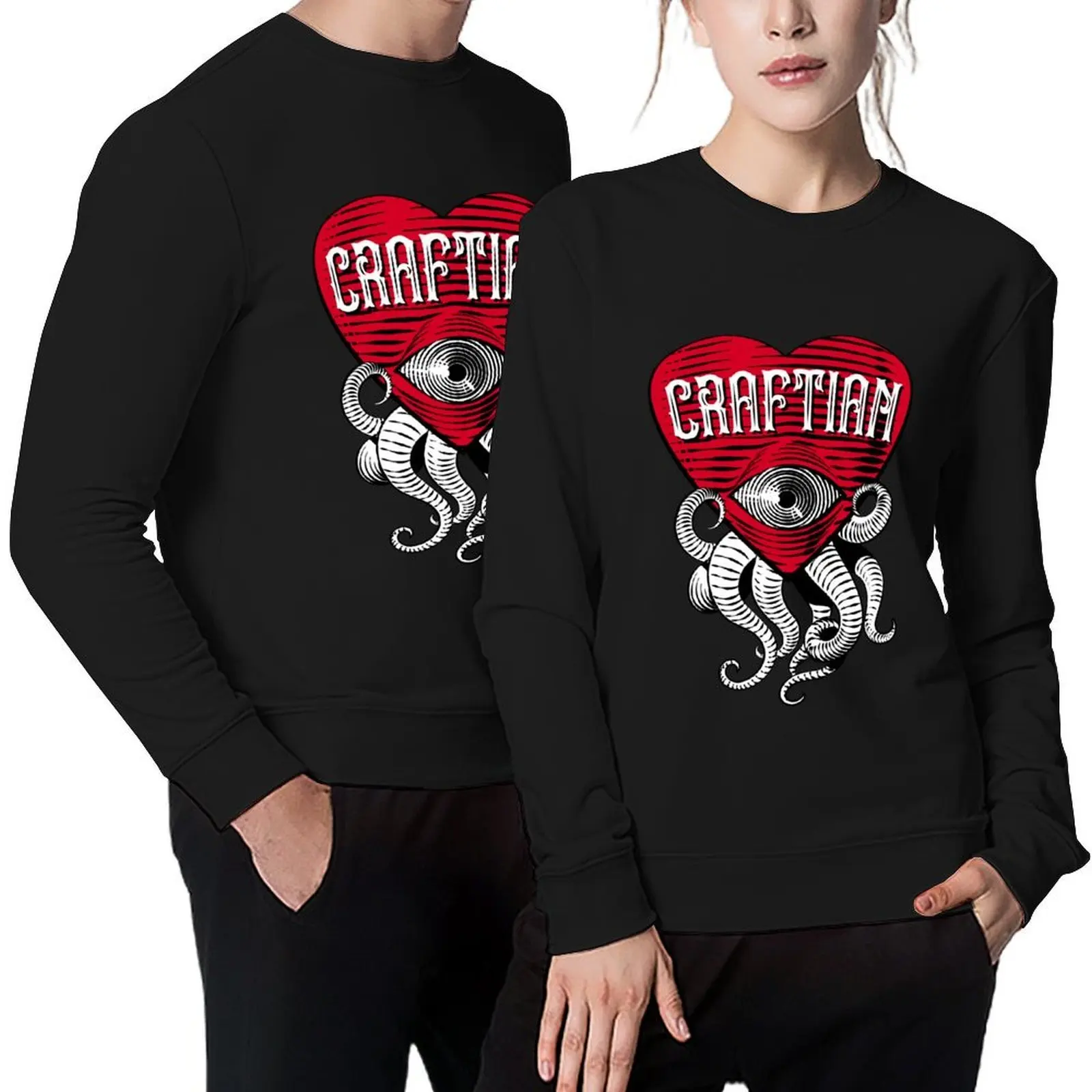 

Freaky Lovecraftian Heart With Eyeball and Tentacles Cthulhu Inspired Pullover autumn men wear pullover
