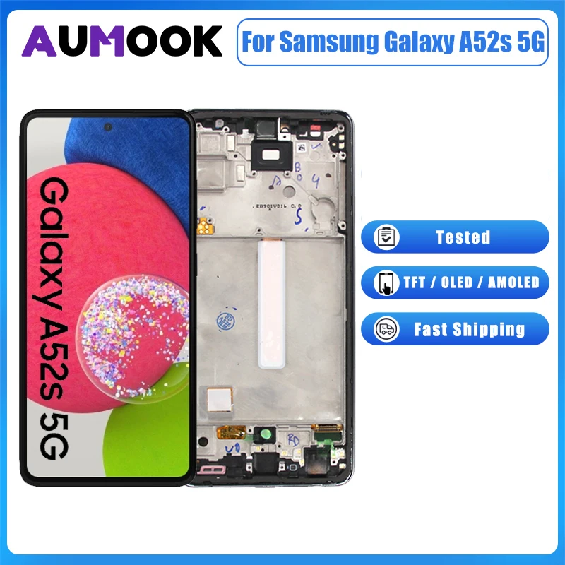 AMOLED LCD Screen For Samsung Galaxy A52s 5G A528 LCD Display Touch Screen Digitizer Assembly With frame A528B A528N Repair Part