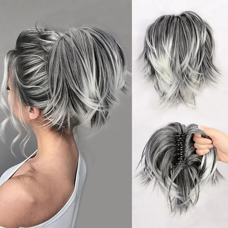 

Synthetic Straight Claw Clip Chignon Fluffy Donut Messy Hair Bun Clip in Hairtail Extensions Natural Hairpieces for Women