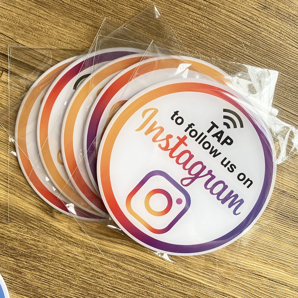 Señal de redes sociales de 10cm y 3,93 ", NFC Tap Síguenos en Instagram, placa NFC Tap Sign Google Review, tarjeta de Facebook, decoraciones comerciales