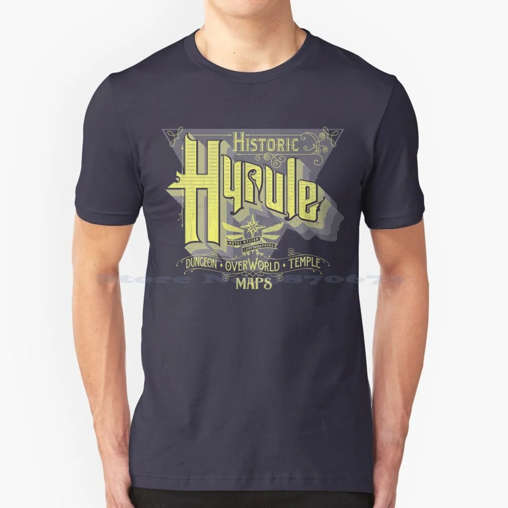 Historic Hyrule T Shirt 100% Cotton Tee The Legend Of Loz Video Game Gaming Overworld Temple Vintage Map Hyrule