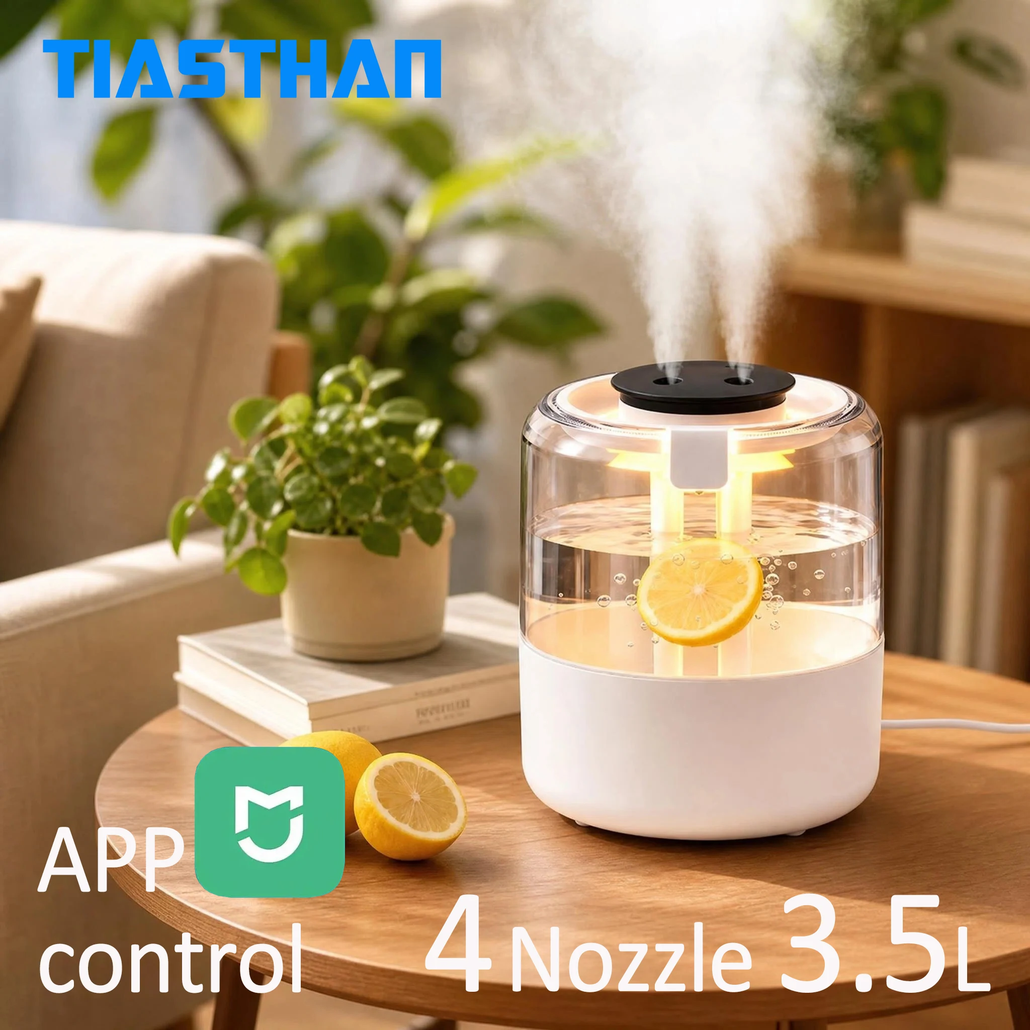 QuadSpray Tabletop Humidifier 3.5L Large Capacity with 4Frequency Nano Mist , 3 Adjustable Spray Settings for WholeHouse