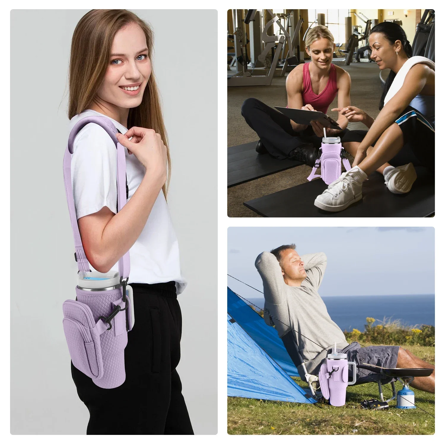 Water Bottle Bag with Handle Compatible with For Stanley 30/40 Oz Insulated Mug Cup Holder Portable Water Bottle Bag