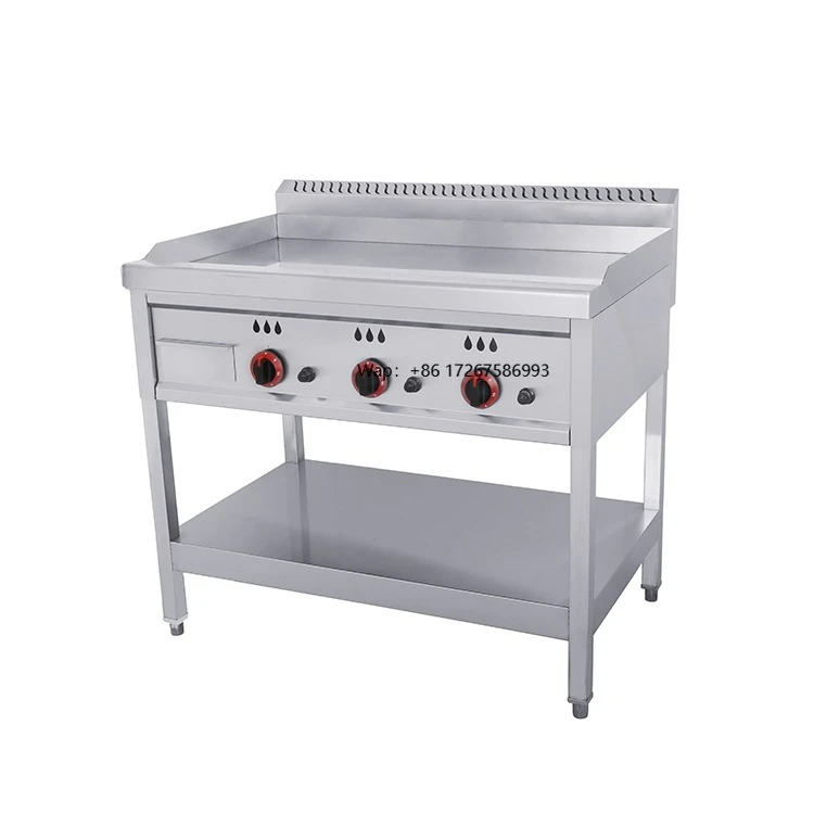 

Gas Griddle Pancake Stove Desktop Hotel Restaurant Grilling Machine Stainless Steel Plate Stainless Steel