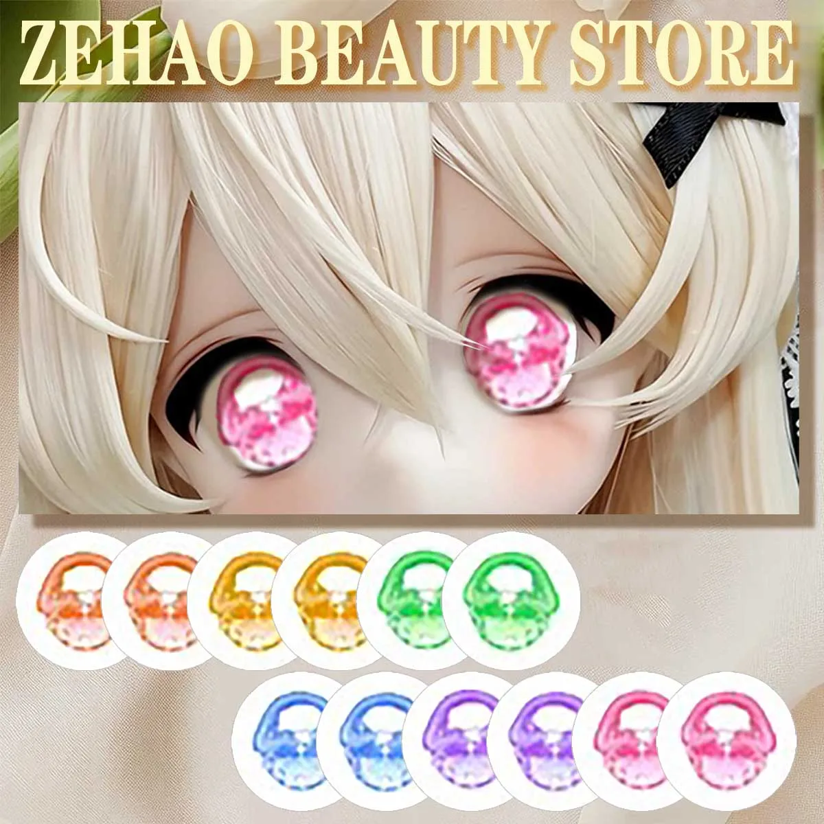 Magic Key Crystal BJD Resin Eyes 12pcs Glass Cabochon 10MM-40MM Handmade Drop Glue Eye Pupil Girl Toy DIY Accessories Gift