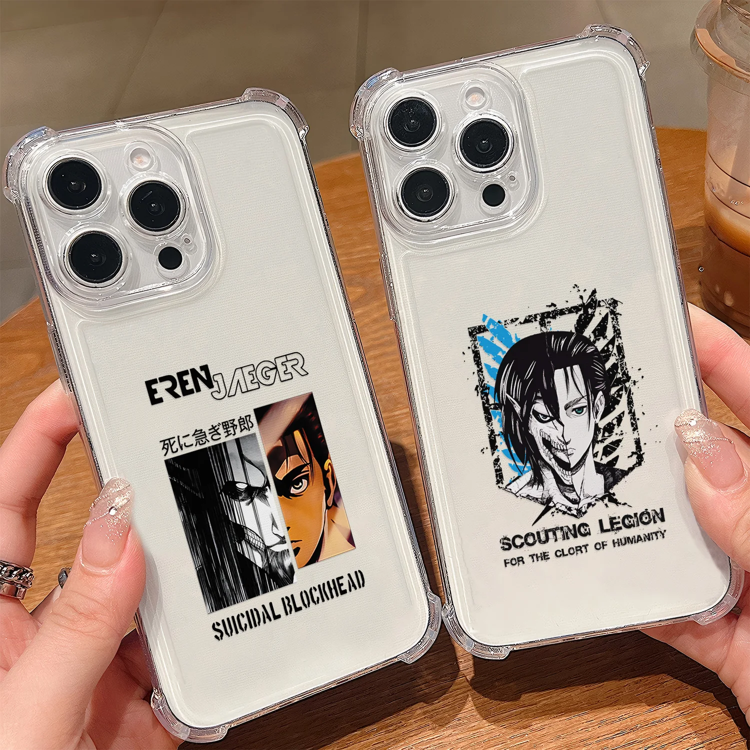 

Чехол для телефона с изображением аниме «Атака титанов» для iPhone 17, 16e, 16, 15, 14, 13, 12, 11, Mini Air Pro Max X XR XSMax 7, 8 Plus, прозрачный, против падения