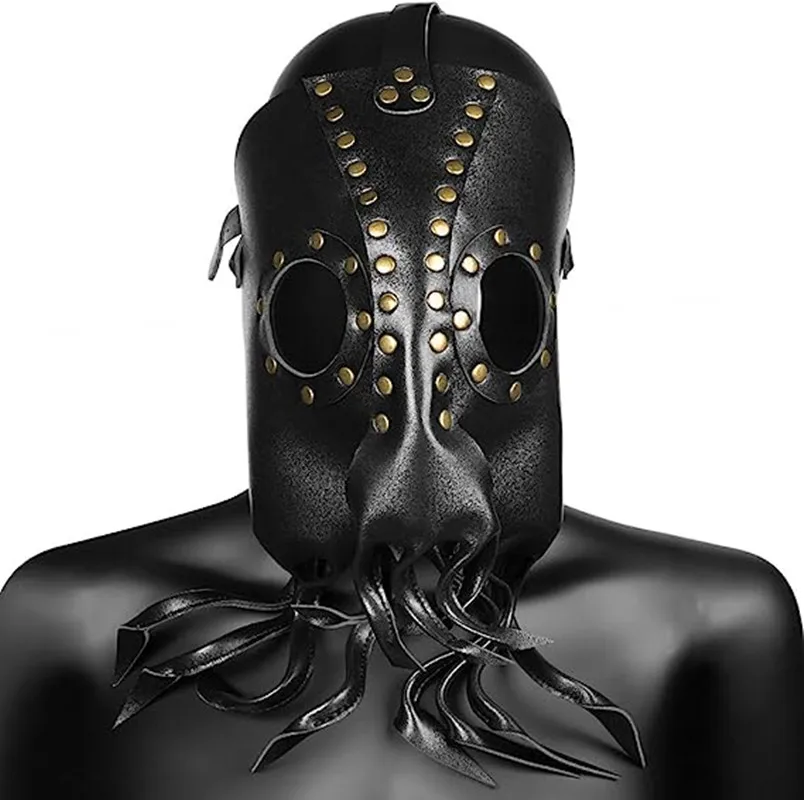 SteamPunk Black Mask PU leather Cosplay Mask Halloween Punk Costume Prop