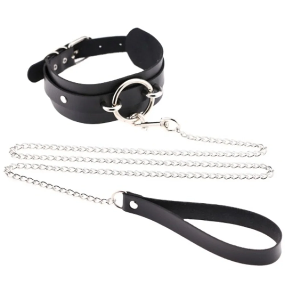 Adult Sex Leather Collar Bondage Erotic Chain Traction Rope Neck Chain Alternative Flirting Female With Sm Adult Products
