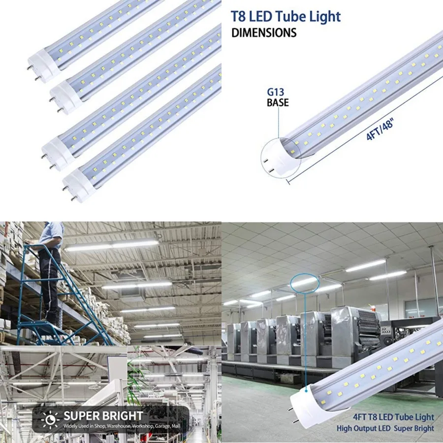 

Feet LED Light Bulbs, T8 Feet LED Tube Lights 28W 00K Daylight White, 3360 Lumens Dual Row LEDs Replacement for Feet Fluorescen