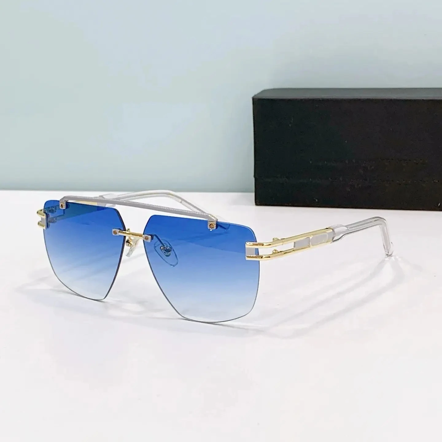 

Оригинальные мужские солнцезащитные очки CCAZAL MOD9107 без оправы UV400 с градиентными синими линзами, модные роскошные дизайнерские женские очки премиум-класса для пар