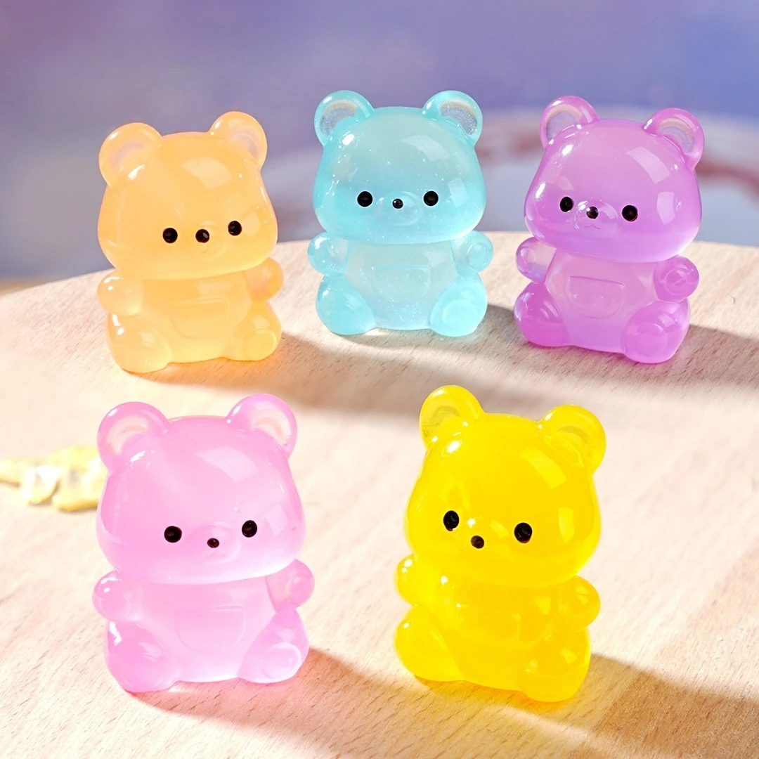 Glow-in-the-Dark Cartoon Bear Miniature - Blind Bag Decor for Dollhouse, Desk & Micro Landscape