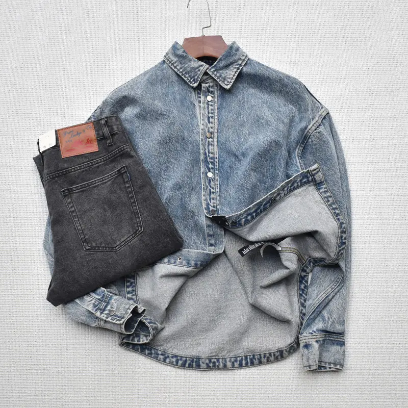 

Плотная свободная повседневная куртка в стиле Amekaji с заниженной линией плеч, американская ретро-куртка из 100% хлопка, классическая джинсовая куртка в старинном стиле