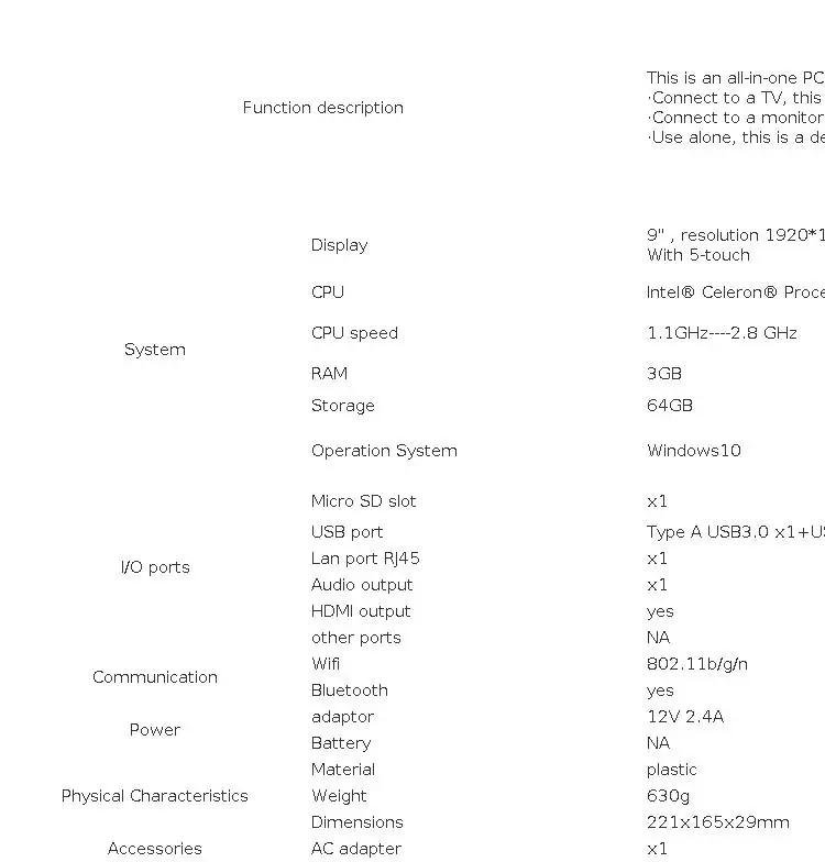 X11 Mini PC J4005 J4105 9inch 1920*1280 Win11 Win10 H9F Tablet PC 4G Ram 64G Rom TV Box BT5.0 Wifi5 RJ45 BT Pipo Mini Desktop