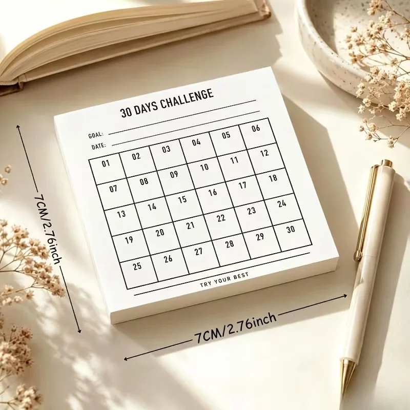 Minimalist 30-Day Challenge Habit Tracker Notebook Undated Grid Daily To-Do List Goal Tracking Notepad for Personal Productivity