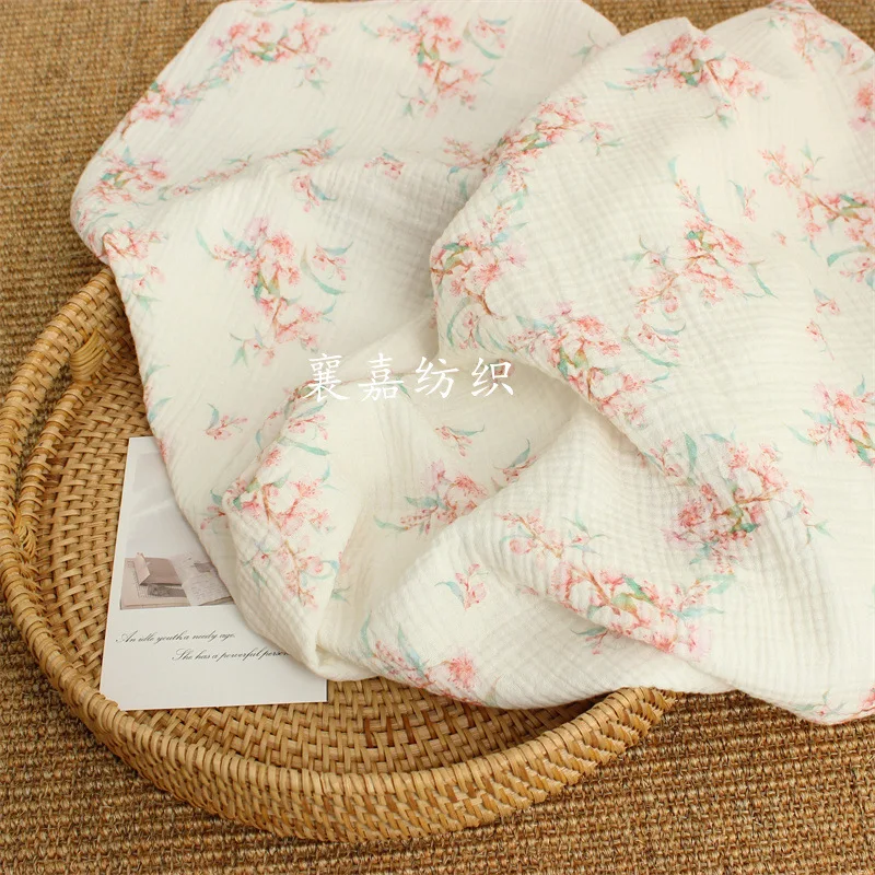 

200X135cm Double-layer Cotton Gauze, National Style Small Floral, Crepe, Pajamas, Loungewear Fabrics