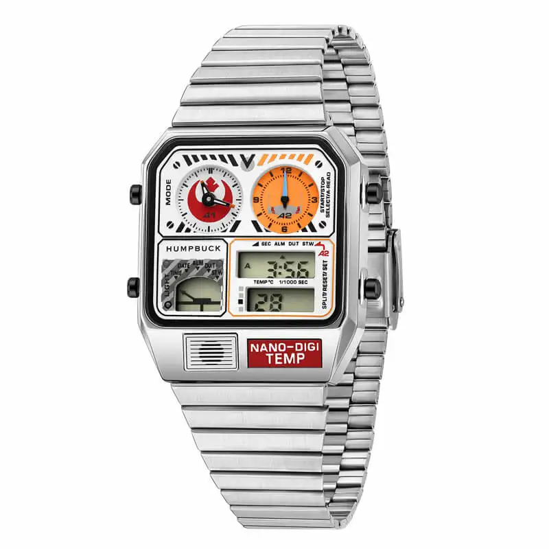 HUMPBUCK Wristwatch Classic Design Dual Display DIGITEMP Waterproof Watch with Alarm and Temperature Display