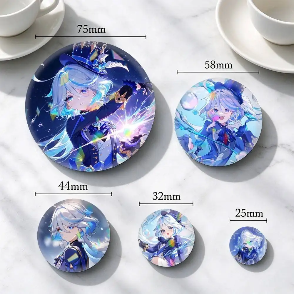 Genshin Impact Furina-A  25mm 32mm 44mm 58mm 75mm Brooches Badges Pins for Accessories Gift