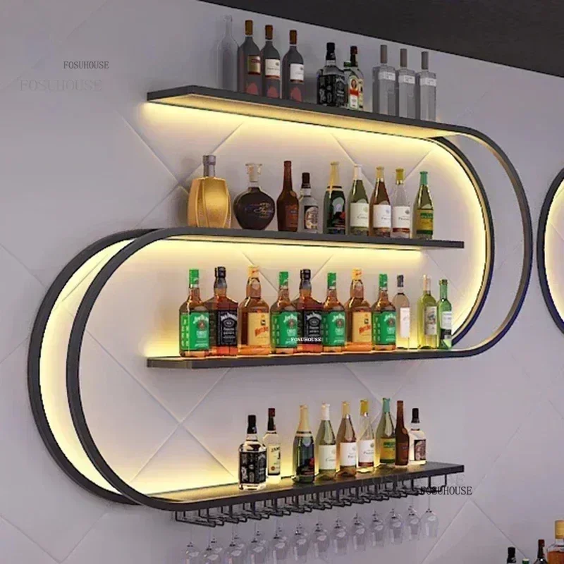 Домашний настенный винный шкаф в индустриальном стиле, креативный барный шкаф с подсветкой, скандинавский винный барный шкаф из кованого железа L