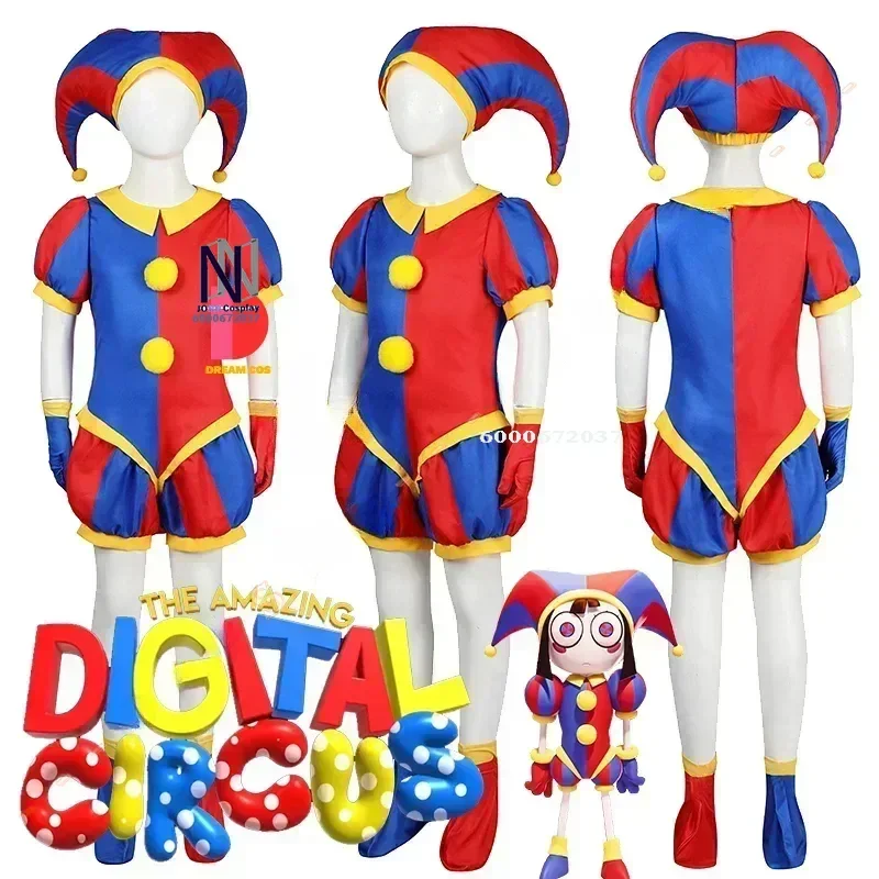 

The Amazing Digital Circus Anime Pomni Cosplay Costume Cartoon Uniform Hat Gloves Halloween Party Props for Women Men Kids Hot