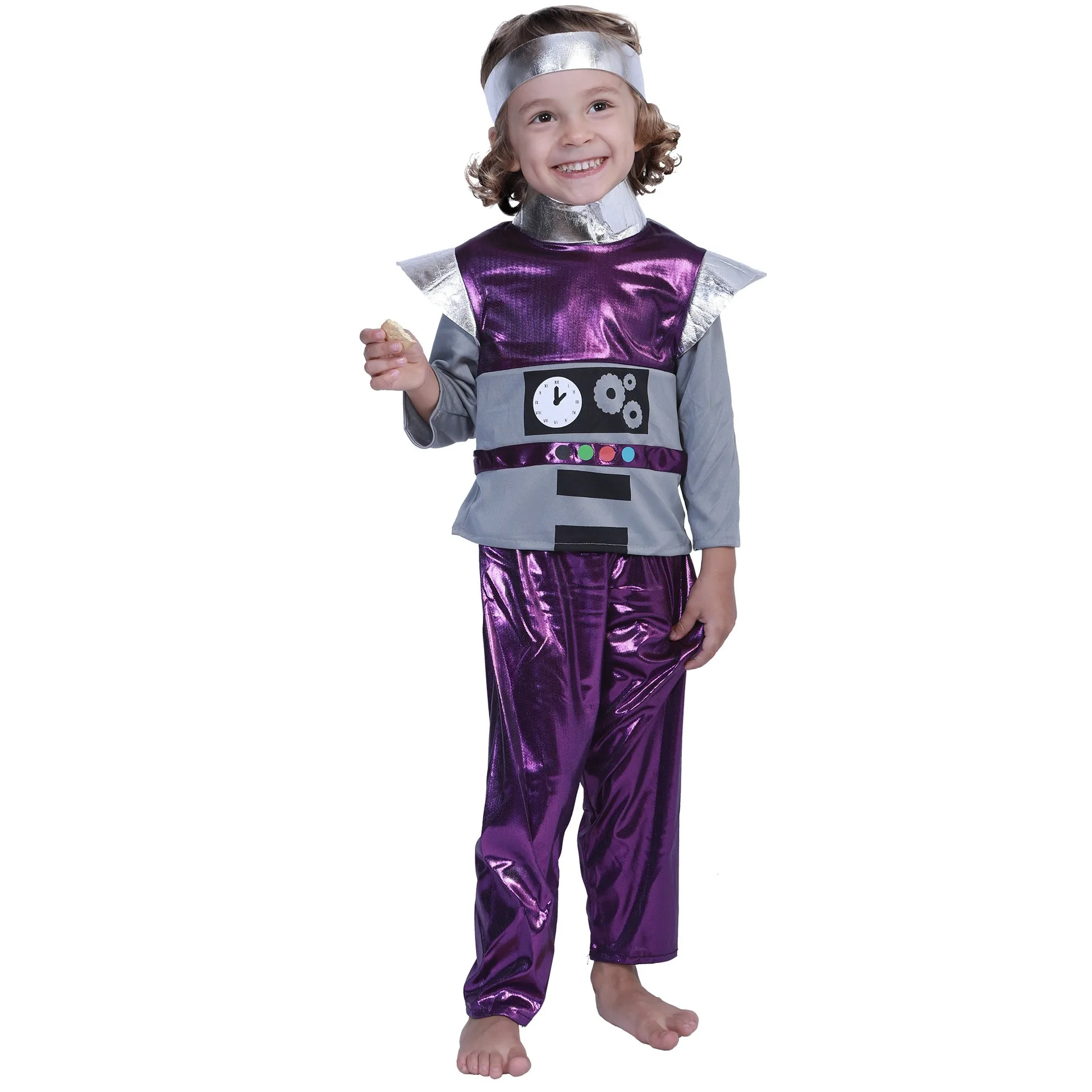 Costume de spectacle spatial Alien violet pour adultes et enfants, Robot mignon, jeu Dr up loween, Relationip Parent-enfant