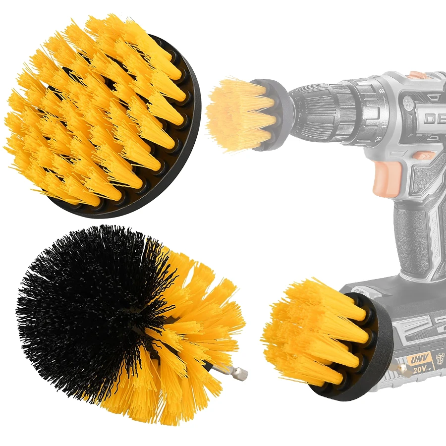 3pcs Drill Brush Attachment Set Power Scrubber Brush With Drill Scrub Brush For Cleaning Showers Tubs Bathroom Tile Grout Carpet